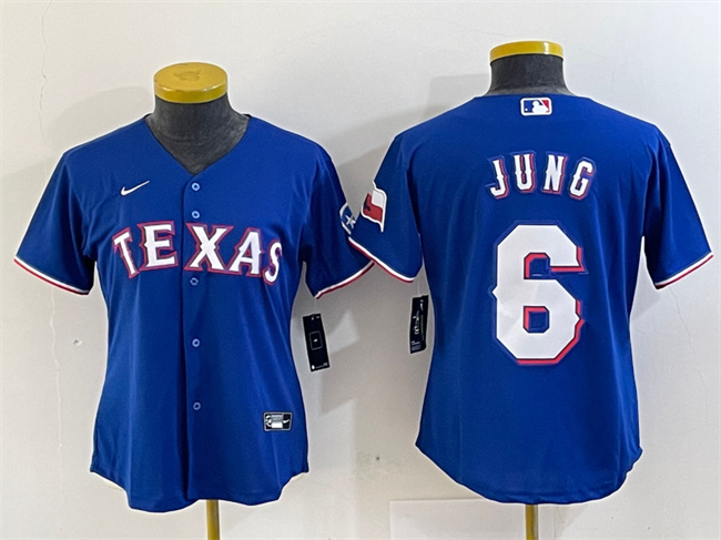 Women's Texas Rangers #6 Josh Jung Royal With Patch Stitched Baseball Jersey(Run Small)